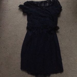 Delia’s navy dress with lace top